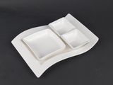 a white plate that has three different dishes on it