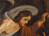 an image of a painting of a man holding a bird in his hand