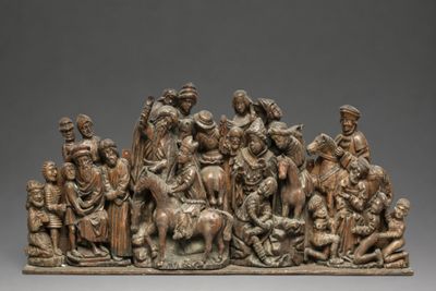 Groupe monumental en relief allemand du Moyen Âge tardif, Rh…