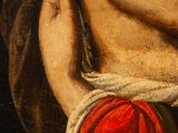 a painting of a man holding a cross on his shoulder