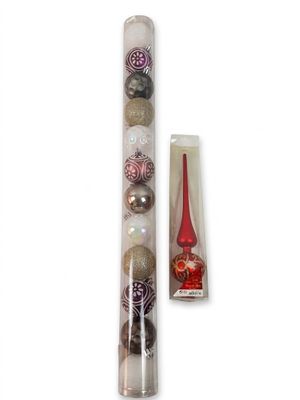 une image représentant un tube rempli de boules de Noël