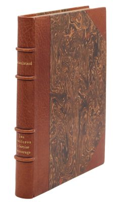 un vieux livre avec une couverture en cuir marron et deux reliures en cuir marron