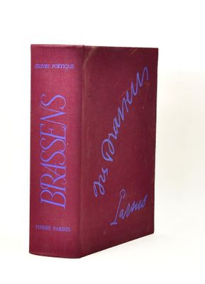 the book is red with blue writing on the cover