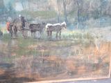 a painting of a group of horses in a field
