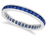Bague éternité en or blanc 18 carats, sertie de saphirs bleus en rangée