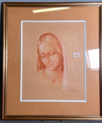 a picture of a woman with a veil on her head
