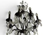a black chandelier with a bunch of crystal beads on it