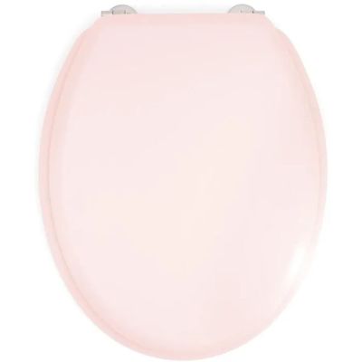 a close up of a pink toilet seat on a white background