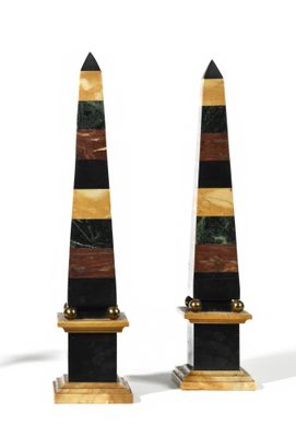 pair of marble obelisks on marble bases