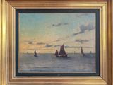 une image d'une peinture de bateaux dans un plan d'eau