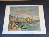 a picture of a painting of boats in the water