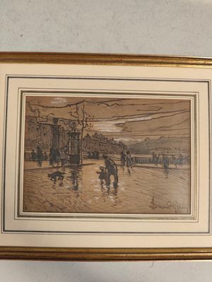 tableau représentant une scène de rue urbaine avec une calèche
