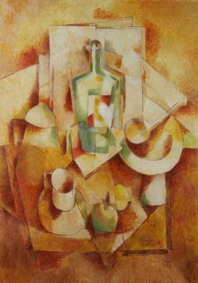 Louis Pierre. Nature morte cubiste. Huile sur toile. Signée …