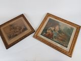 deux tableaux encadrés représentant une femme et un homme dans un paysage