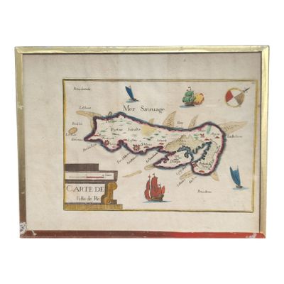 une image représentant une carte de l'île de la Jamaïque dans un cadre doré