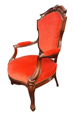 an old fashioned chair with red upholstered upholstered upholstered upholstered upholstered