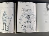two pages of a book with a drawing of a man and a woman