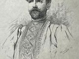 an old drawing of a man with a beard and a moustache