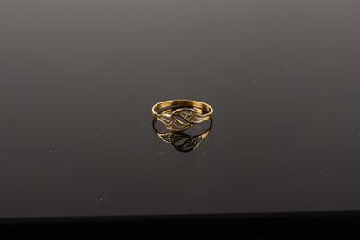 Bague or jaune 750/1000ème à décor filigrané - TD 67,5 - 1,8…