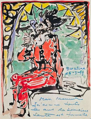 Pedro CREIXAMS (1983-1965) Arlequin à la coupe, 1969.