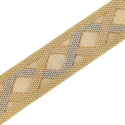Bracelet souple en or de trois tons, motifs de barrettes ajo… - Photo 1