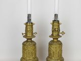 pair of antique brass candlesticks