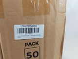 a cardboard box with a sticker on the side of it