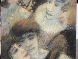 un tableau représentant un groupe de personnes sur une table
