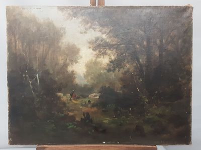 Ecole française. "paysage". Huile sur toile.