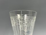 a clear glass with a design on it