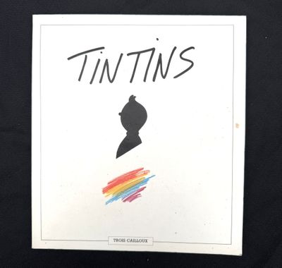a book cover with a silhouette of a man ' s head and the words tintins
