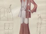 a picture of a picture of a woman in a dress and jacket