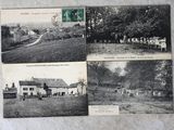 trois vieilles cartes postales représentant une ferme avec des vaches et une maison