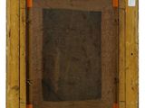 an old wooden frame with a painting on it