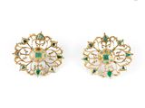a pair of green stone stud earrings