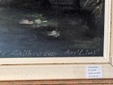 an image of a painting of water lillies floating in a pond