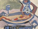 l'image d'un tableau représentant un poisson sur une table
