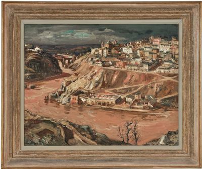 une image représentant un tableau d'une ville située sur une colline