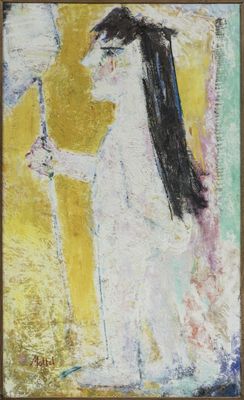 une image représentant un tableau où l'on voit une femme tenant une épée