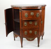 Commode demi-lune en bois de placage ouvrant à trois tiroirs… (photo 6)
