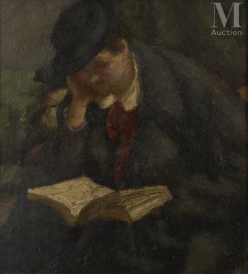 an image of a painting of a man reading a book