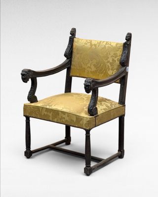 an image of a chair with a yellow upholstered upholstered seat
