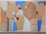 a painting on the wall of a room with a painting on the wall