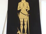 une carte sur laquelle figurent un chevalier et un chien
