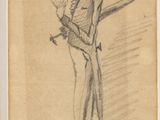 an old drawing of a man in a top hat holding a newspaper