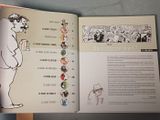 an open book with a picture of a cartoon character on it