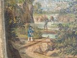a painting on the wall of a room with a painting of a man and a woman