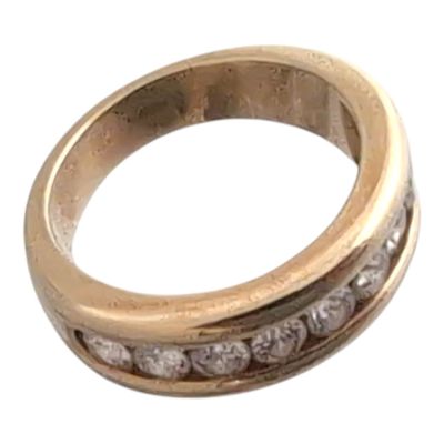 BAGUE en or jaune sertie de 9 petits diamants poids 7.5 g TDD 52 - Photo 1