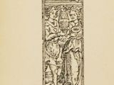 an old book with a drawing on the front of it