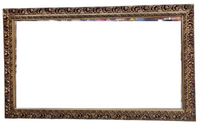 a large ornate gold frame with a white background